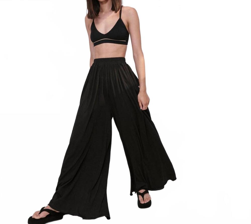 NEW LUNYA women's organic pima wide leg pant in black